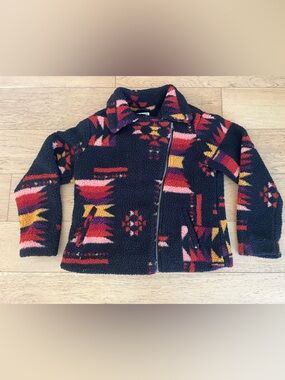 Sonoma  Sherpa Jacket with fleece liner Colorful Southwestern Pattern boho